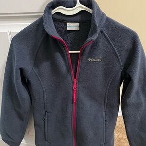 Columbia Dark Blue Fleece with Bright Pink Accents